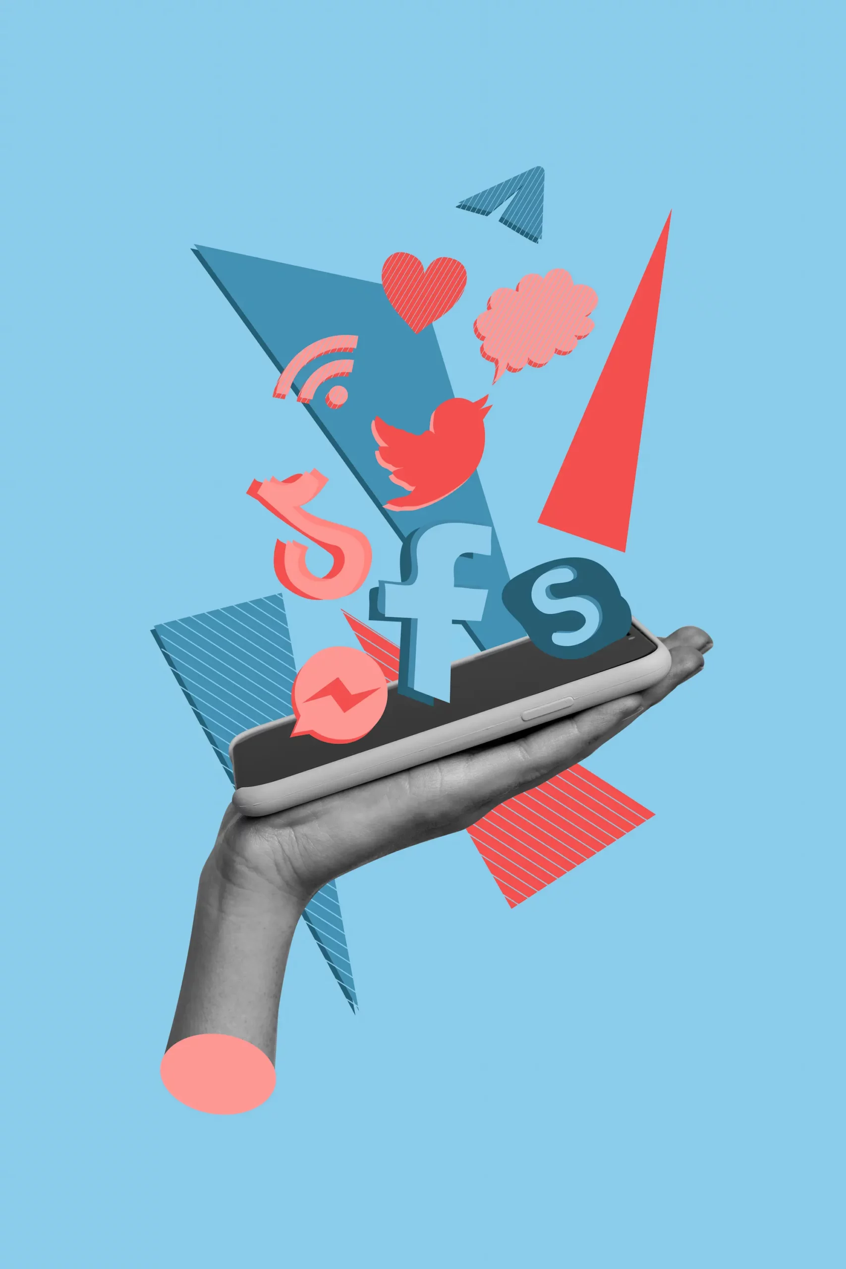 ADOBESTOCK_800203957 SCALED | Cekome Main tenant un smartphone avec des icônes de réseaux sociaux en 3D