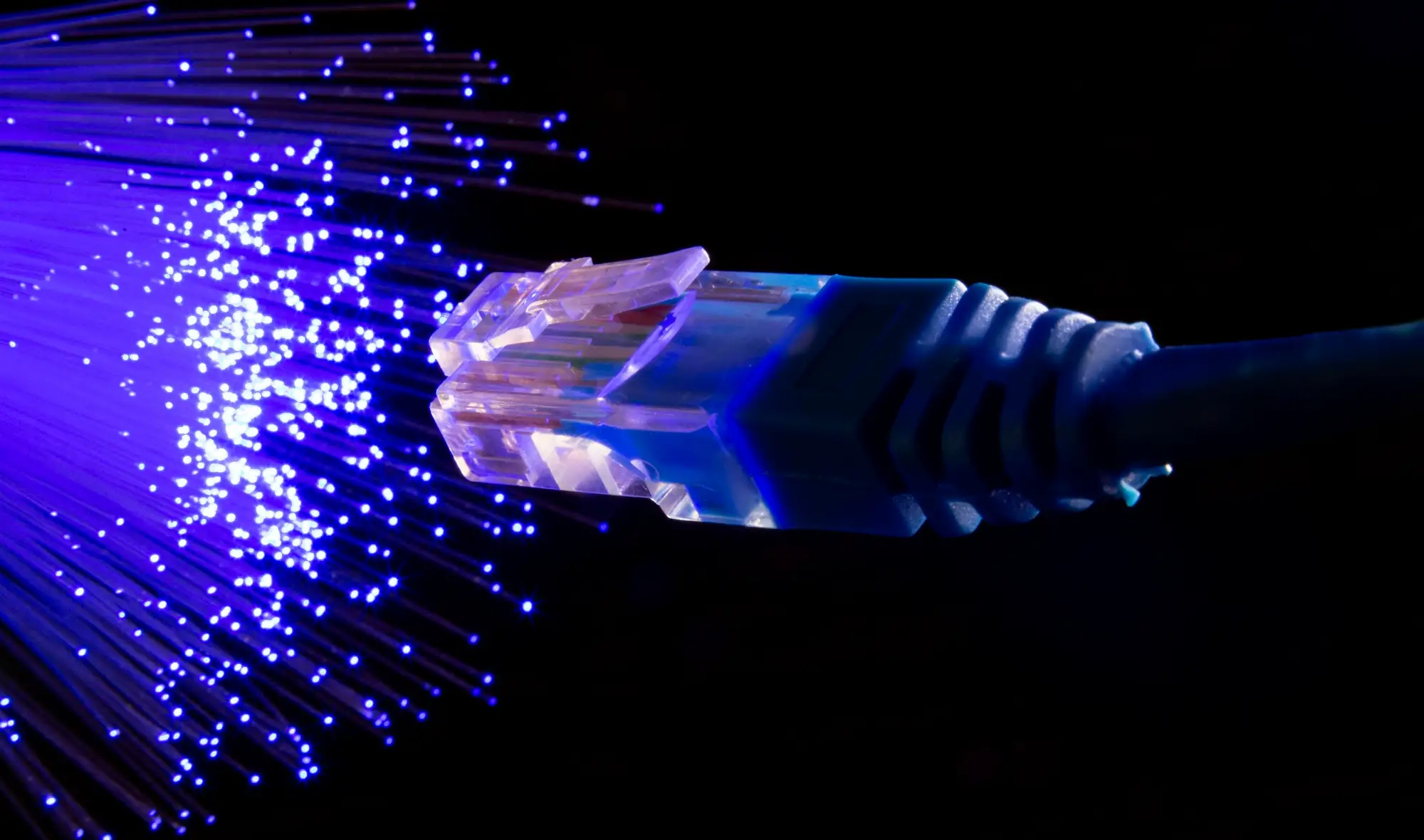 2149182510 | Cekome Illustration du netlinking avec un câble Ethernet et des fibres optiques symbolisant la connexion et le transfert de données.
