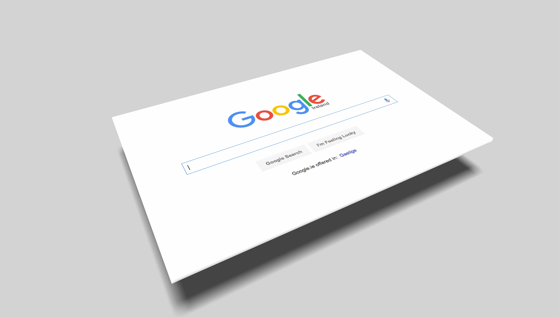 GOOGLE 920532_1920 | Cekome Page d'accueil de Google affichée en perspective sur fond gris