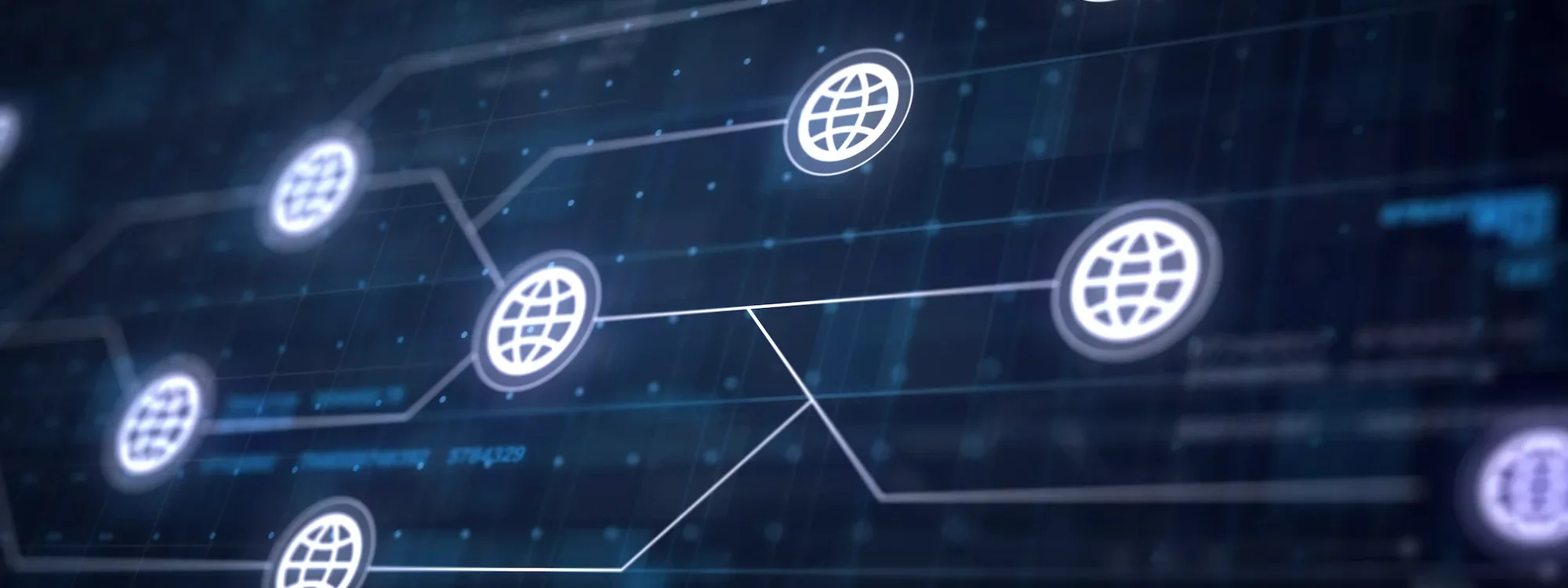 Illustration du netlinking avec un réseau de connexions entre sites web sur fond numérique.