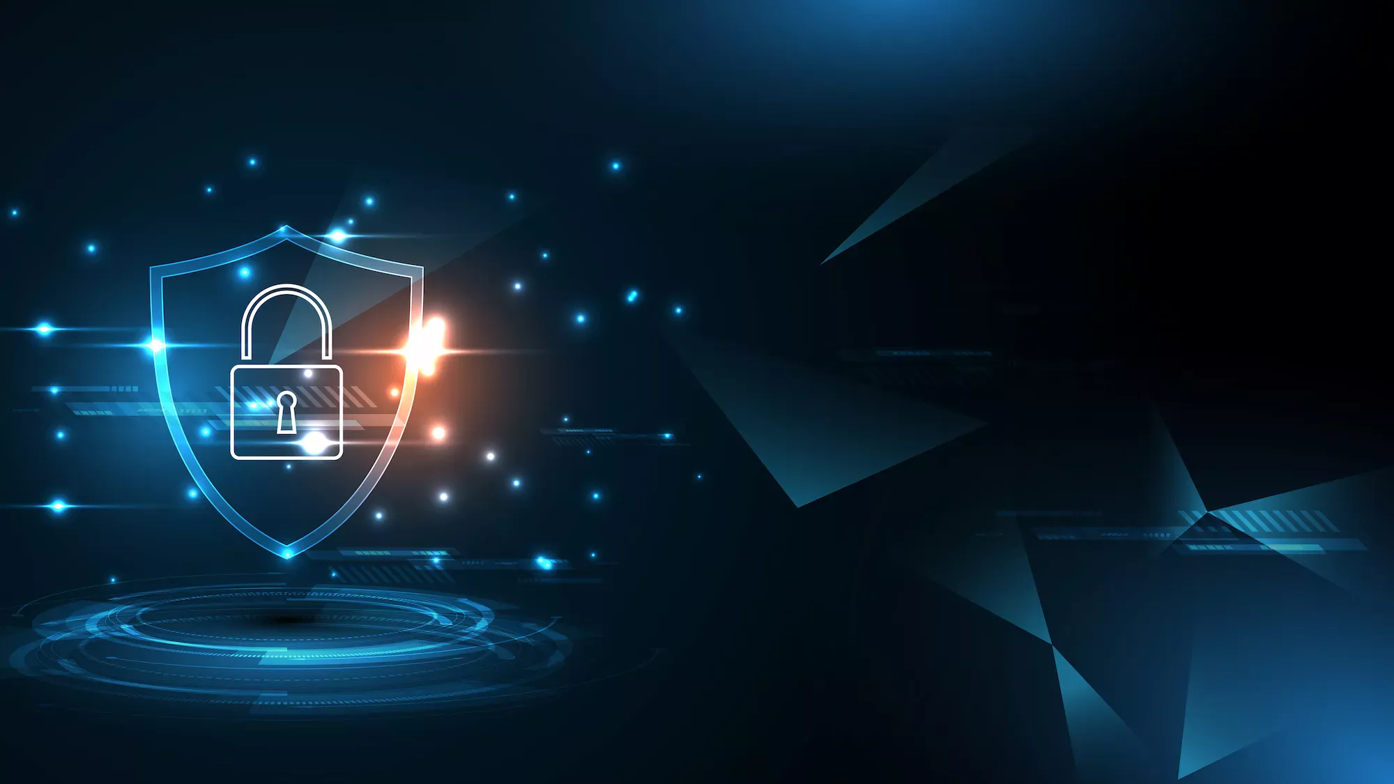 ADOBESTOCK_433765668 | Cekome Illustration d’un cadenas lumineux sur fond numérique, symbolisant la cybersécurité et la protection des données.