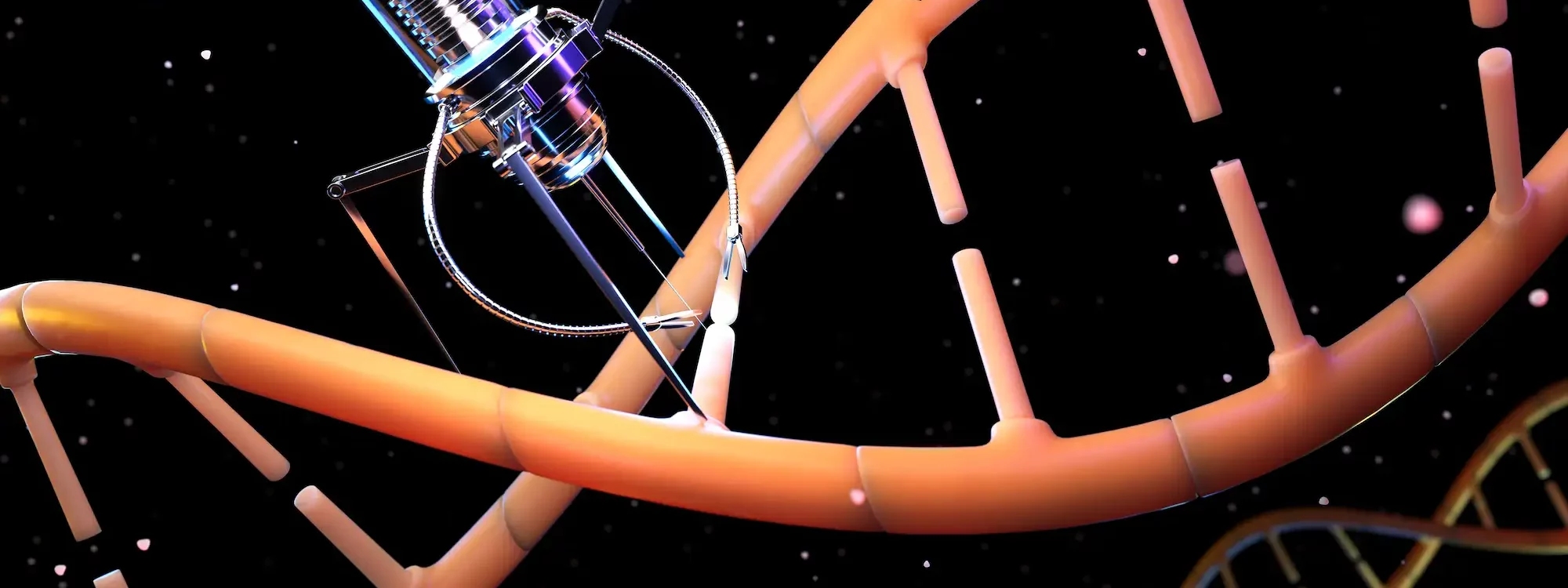 Nanorobot m&eacute;dical intervenant sur une mol&eacute;cule d&rsquo;ADN en environnement simul&eacute;