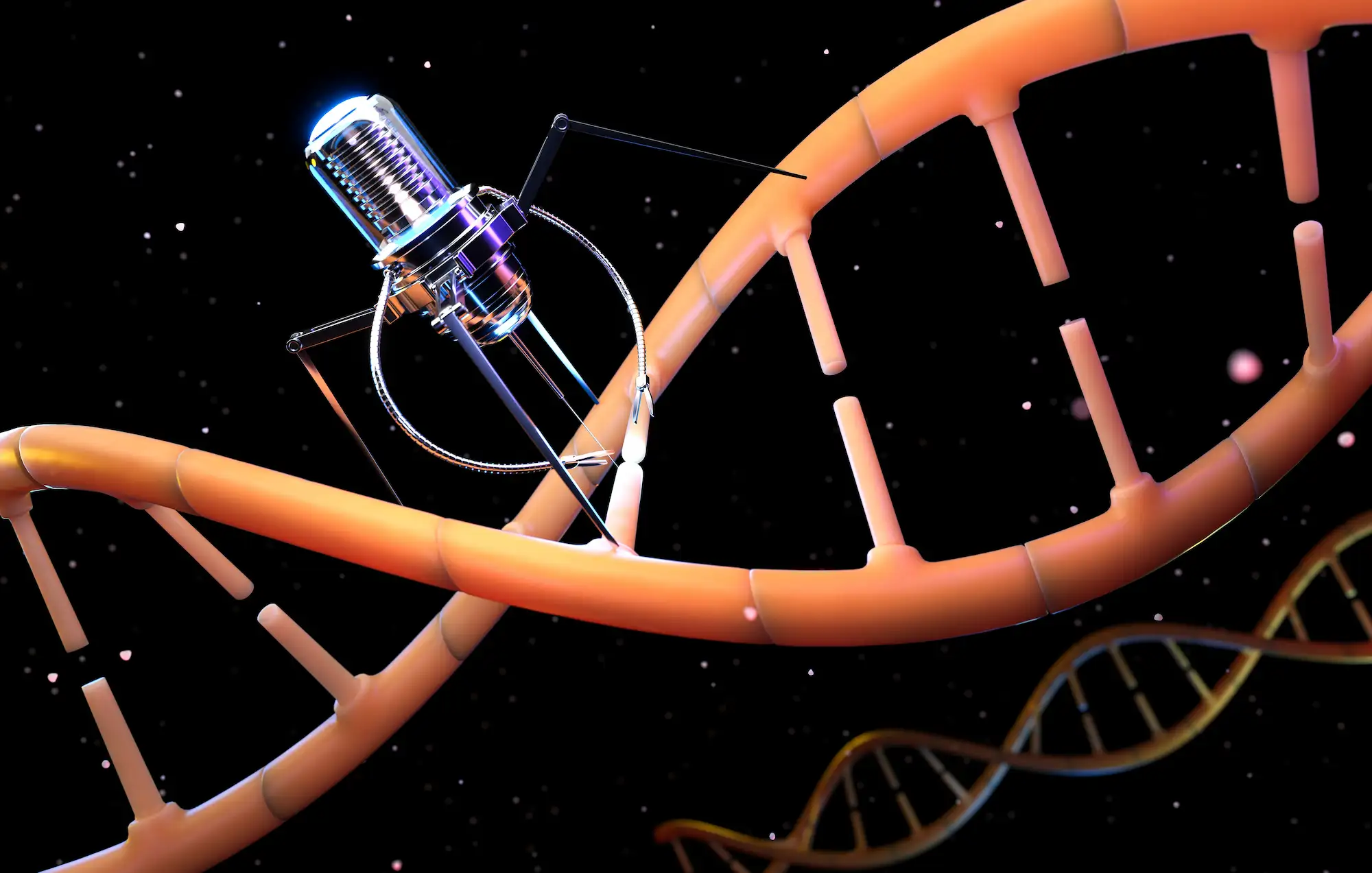 Nanorobot médical intervenant sur une molécule d’ADN en environnement simulé