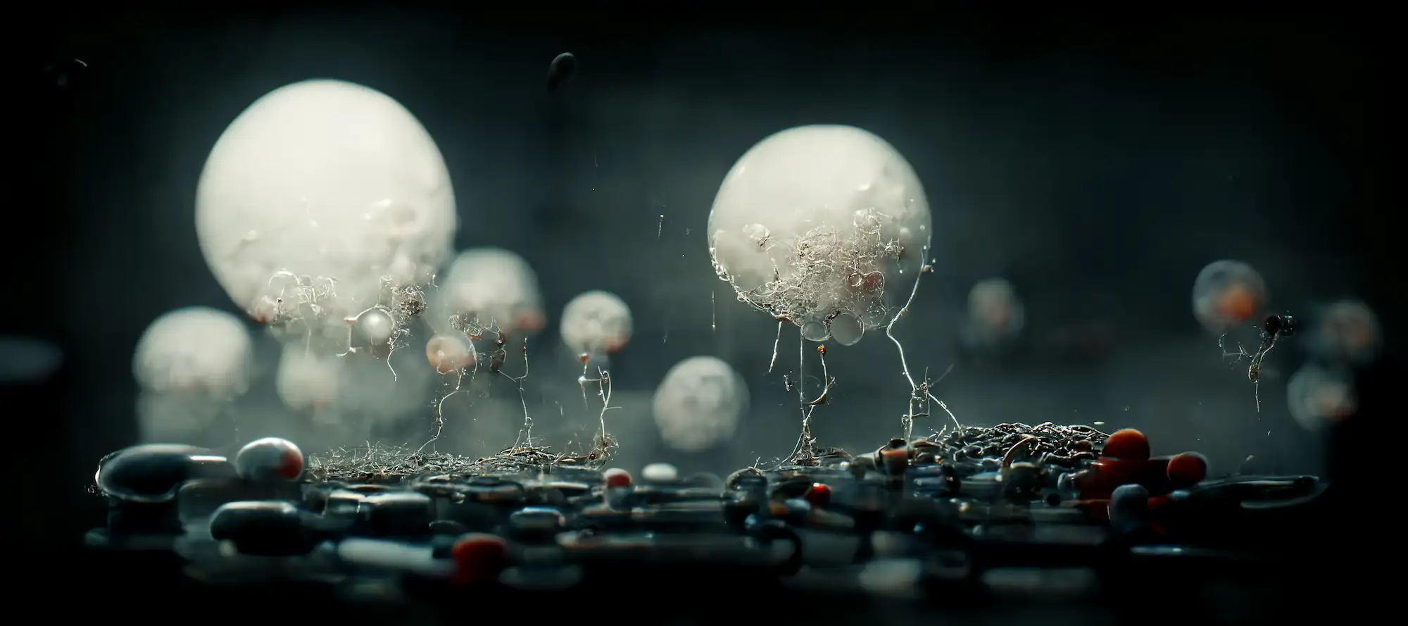 ADOBESTOCK_509964066 | Cekome Illustration de cellules artificielles ou nanobiotechnologies interagissant avec des structures moléculaires