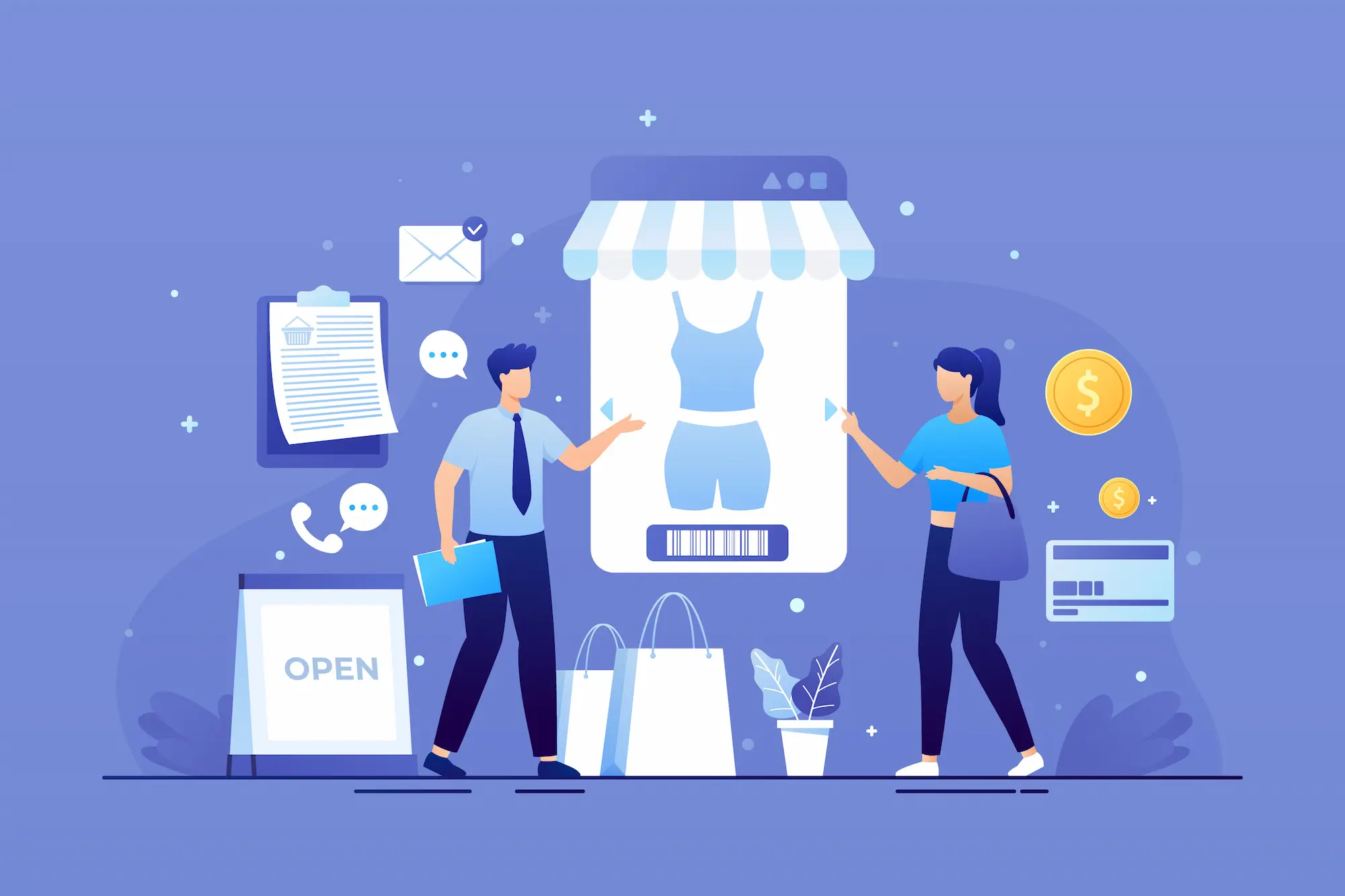 Illustration de shopping en ligne