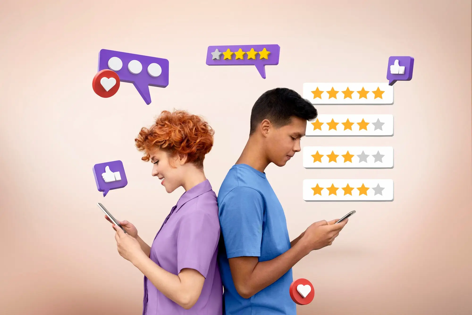 AVIS CLIENTS | Cekome photo utilisateurs smartphone laissant avis clients et notation étoiles pour e-réputation